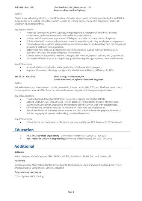 Electronics Engineer CV example + guide [Win interviews].